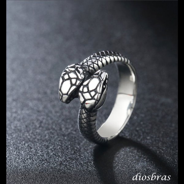 画像4: ステンレス  スネーク 蛇 リング チェーン リング シルバー 金属アレルギー対応 光沢 ゴールド 金 リング アクセサリー メンズ レディース (4)