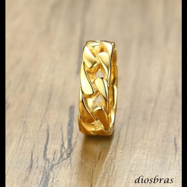 画像4: ステンレス  リング チェーン　喜平 リング シルバー 金属アレルギー対応 光沢 ゴールド 金 リング アクセサリー メンズ レディース (4)