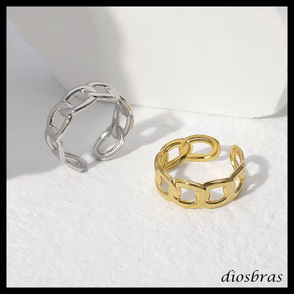 画像6: ステンレス  リング チェーン フリーサイズ 喜平 リング シルバー 金属アレルギー対応 光沢 ゴールド 金 リング アクセサリー メンズ レディース (6)