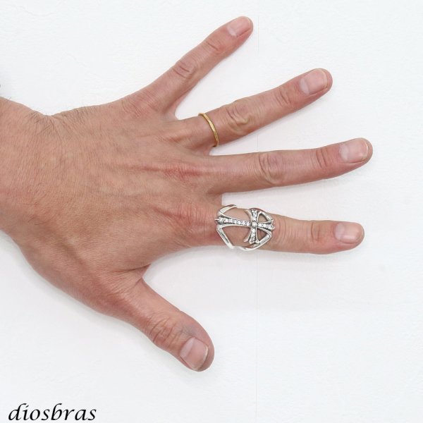 画像6: クロス フリーサイズ リング　シルバー925 シルバーリング  メンズ クロス 十字架 ジルコニア ブラック ホワイト シンプルクロス 極小 スターリングシルバー ゴシック 指輪 ring silver925 銀 シルバーアクセサリー 男性 女性 レディース 極小 シンプル ピンキー (6)