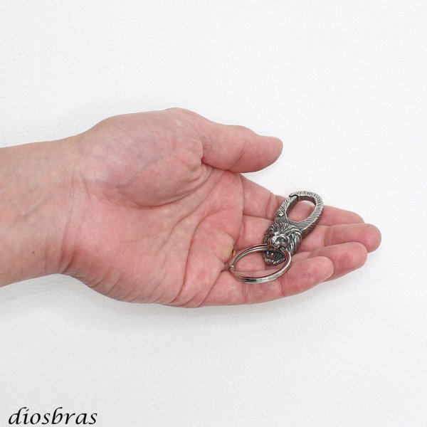 画像3: キーホルダー キーフック キーチェーン  シルバー  ライオン スカル ドクロ 骸骨 髑髏  亜鉛合金製 キーホルダー (3)