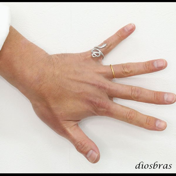 画像4: ステンレス  フリーサイズ スネーク 蛇 リング チェーン リング シルバー 金属アレルギー対応 光沢 ゴールド 金 リング アクセサリー メンズ レディース (4)