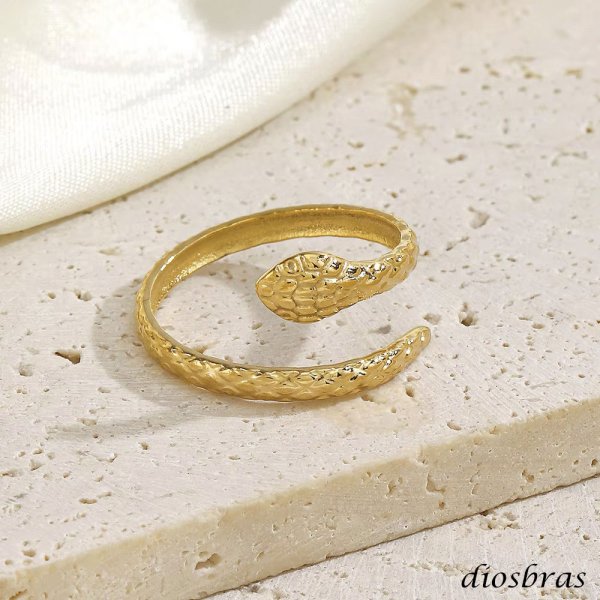 画像5: ステンレス  フリーサイズ スネーク 蛇 リング チェーン リング シルバー 金属アレルギー対応 光沢 ゴールド 金 リング アクセサリー メンズ レディース (5)