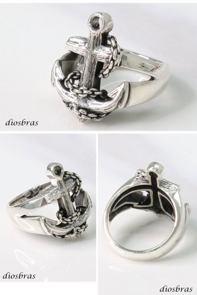 画像2: シルバーリング  リング  シルバーアクセサリー アンカー チェーン シルバーアクセサリー メンズ シルバーリング 指輪 シルバー925 メンズアクセサリー 大きいサイズ メール便なら全国送料無料 (2)