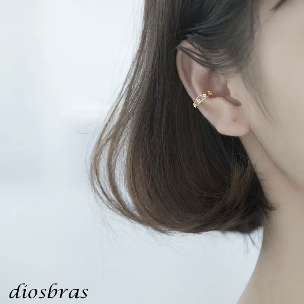 画像4: イヤーカフ シルバー 925 フープ リング ジルコニア CZ ２連 ノンホール ミニマム ミニマリスト ゴールド シルバー 金属アレルギー対応 刻印 片耳 片方販売ピアス メンズ レディース (4)