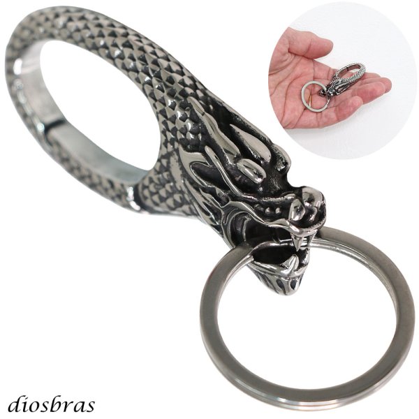 画像1: キーホルダー キーフック キーチェーン シルバー  イーグル ドラゴン 竜　龍 スカル ドクロ 骸骨 髑髏  亜鉛合金製 キーホルダー (1)