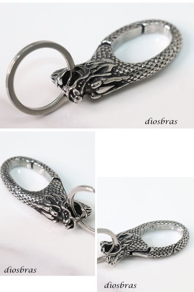 画像2: キーホルダー キーフック キーチェーン シルバー  イーグル ドラゴン 竜　龍 スカル ドクロ 骸骨 髑髏  亜鉛合金製 キーホルダー (2)