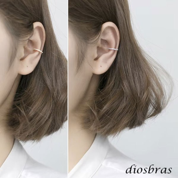 画像7: イヤーカフ シルバー 925 フープ リング バーベル  ジルコニア CZ ノンホール ミニマム ミニマリスト ゴールド シルバー 金属アレルギー対応 刻印 片耳 片方販売ピアス メンズ レディース (7)