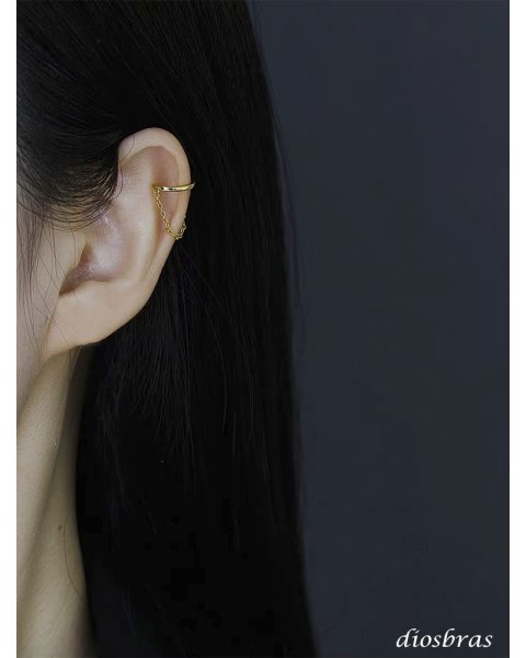 画像8: イヤーカフ シルバー 925 フープ リング 小豆 アズキ　あずき チェーン マリーナ　マリーン　アンカー ドロップ　チェーン　ジルコニア　CZ ノンホール　ミニマム ミニマリスト　ゴールド　シルバー 片耳　 金属アレルギー対応 刻印 片耳 片方販売ピアス メンズ レディース (8)