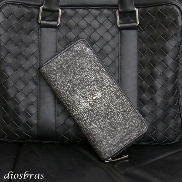 画像8: 財布 ラウンドファスナー メンズ レディース 本革 カットスティングレー エイ革  大容量 ラウンドファスナー ウォレット ガルーシャ ラウンド ジッパー ＺＩＰＰＥＲ 財布 ヌメ革 レザーウォレット ロングウォレット バイカー 長財布 牛革 紳士 婦　VALENA-ヴァレナ- (8)