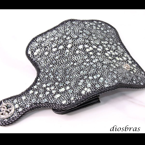 画像5: メンズ長財布 バイカーズウォレット イバラエイ レザーウォレット 本革 カットスティングレー スター エイ革 長財布 バイカーズウォレット シルバー９２５コンチョ 革財布 皮財布 ロングウォレット 天然皮革 梅花皮 かいらぎ メンズ 長財布 ガルーシャ (5)