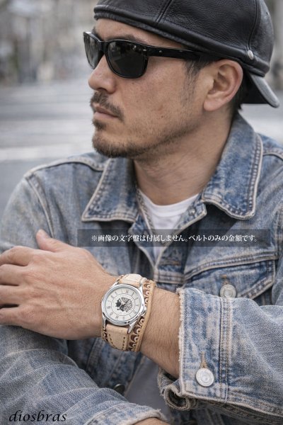 画像4: 【diosbras-ディオブラス-】本革サドルレザー バイカーズ ブレスウォッチ ベルト　コンチョ　レザーウォッチ　牛革　腕時計　Mサイズ【SA】 (4)