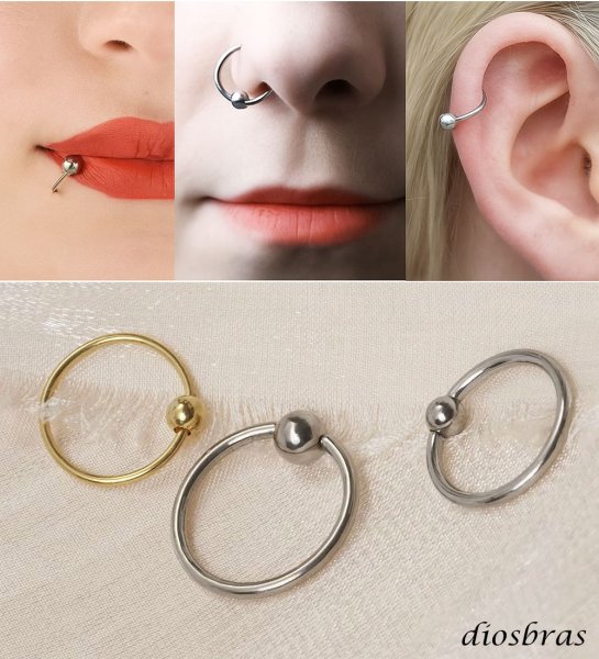 画像4: フープ キャプティブ ビーズリング ボディーピアス ステンレス 16G 16ゲージ 鼻ピア ス 軟骨ピアス つけっぱなし ト ラガス 耳たぶ 舌ピ へそピアス インダストリアル (4)