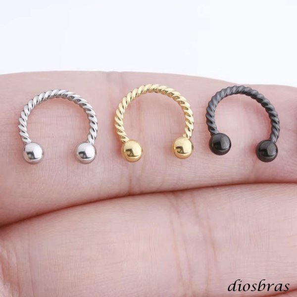 画像3: フープ　リング サーキュラーバーベル ボディーピアス ロープ ねじり ステンレス メンズ 16G 16ゲージ 鼻ピアス　軟骨ピアス つけっぱなし トラガス 軟骨ピアス ボディーピアス 耳たぶ 舌ピ へそピアス インダストリアル ファーストピアス セカンドピアス (3)