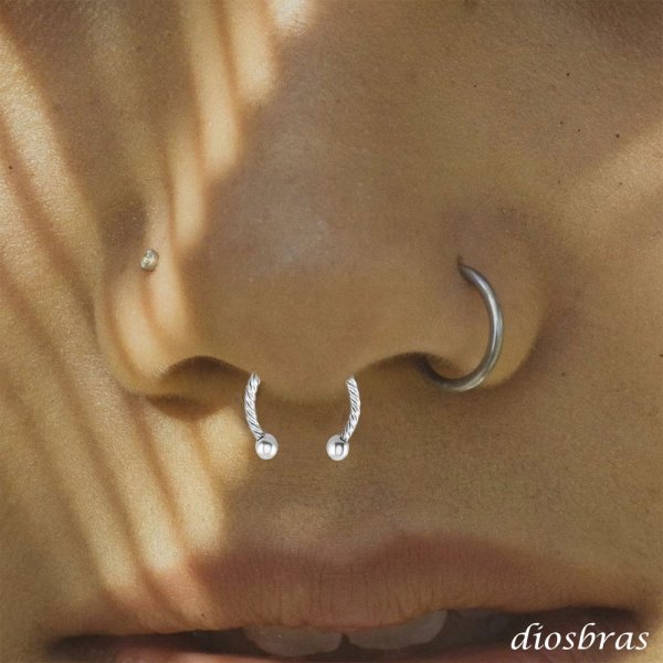 画像4: フープ　リング サーキュラーバーベル ボディーピアス ロープ ねじり ステンレス メンズ 16G 16ゲージ 鼻ピアス　軟骨ピアス つけっぱなし トラガス 軟骨ピアス ボディーピアス 耳たぶ 舌ピ へそピアス インダストリアル ファーストピアス セカンドピアス (4)