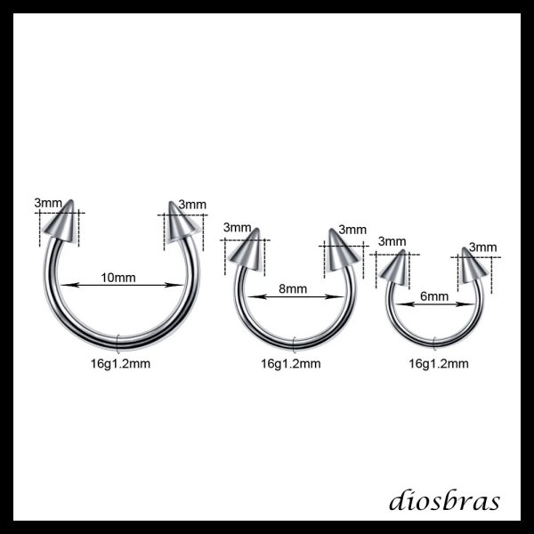 画像3: ボディピアス 16G サーキュラーバーベル コーンヘッド 軟骨 ピアス ボディピ サージカルステンレス 16ゲージ つけっぱなし トラガス 軟骨ピアス ボディーピアス 耳たぶ 舌ピ へそピアス インダストリアル ファーストピアス セカンドピアス ボディーピアス 片耳 軟骨用 かわい (3)
