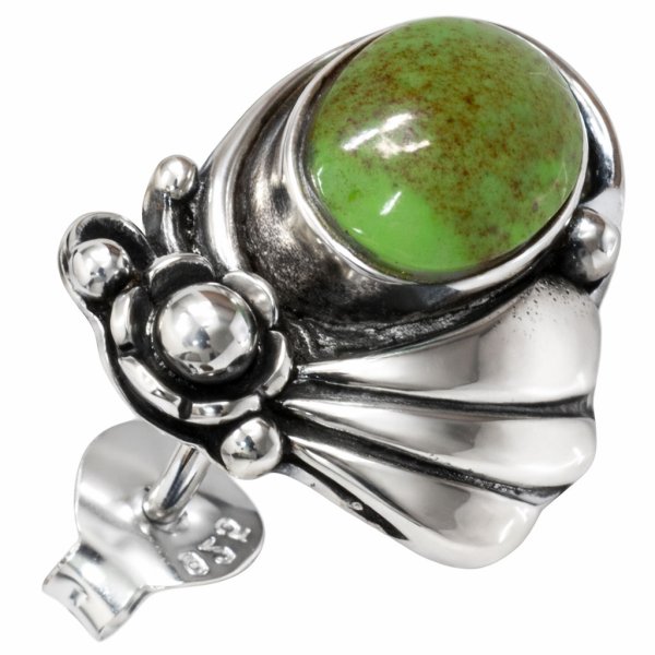 画像6: グリーン ターコイズ ピアス  本物シルバー925  ピアス 片方 トルコ石 ナバホ ネイティブアメリカン インディアン ジュエリー ワンポイント パワーストーン ピアス片耳 片方販売ピアス メンズ レディース 6 5mm メール便なら送料無料 (6)