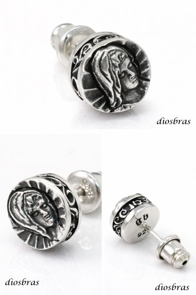 画像2: マリア ピアス クリスチャン キリスト アラベスク シルバー９２５ ピアス メンズ レディース イヤリング アクセサリー マリア 本物シルバー９２５ 片方ピアス メンズ レディース 8mm good vibretions (2)