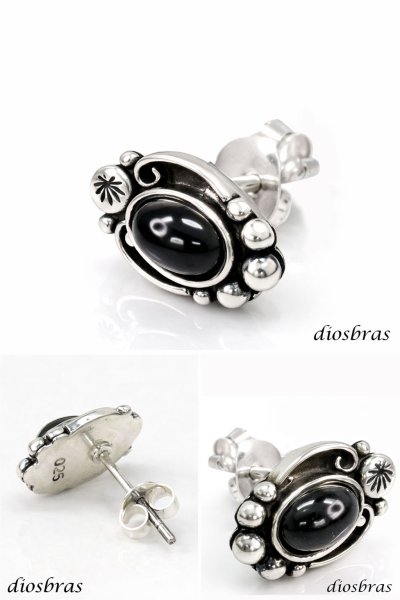 画像2: ブラックスター ピアス ダイオプサイト 本物シルバー925  ピアス 片方 パワーストーン ピアス片耳 片方販売ピアス メンズ レディース (2)