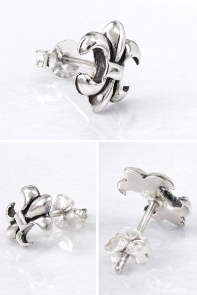 画像2: ユリ　リリー メンズピアス ピアス シルバーアクセサリー  シルバーピアス レディース  バラ売り 片耳のみ  シャープでキレイめハードな横顔に  メンズ アクセサリー ピアス クロス 十字架 フレア 百合 ユリの紋章 ナイフ 剣 (2)