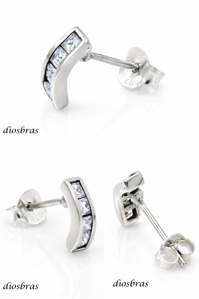 画像2: ジルコニア ハーフリング シルバー９２５ ピアス メンズ レディース ワンポイント イヤリング アクセサリー フープ ライン 本物シルバー９２５ 片方ピアス メンズ レディース 中 (2)