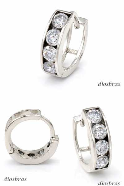画像2: ジルコニア リング フープ シルバー９２５ ピアス メンズ レディース ピアス イヤリング アクセサリー フープ シルバー９２５ 片方ピアス メンズ レディース 12mm (2)