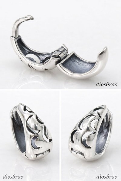 画像2: フープピアス アラベスク ゴシック ピアス リング ピアスリリー リング シルバー９２５ ピアス メンズ レディース アクセサリー フープ シルバー９２５ 片方ピアス メンズ レディース 12mm (2)