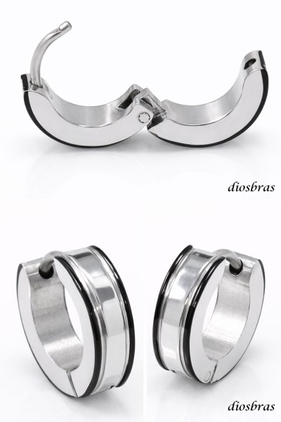 画像2: ステンレス フープピアス シルバー 金属アレルギー対応 メタル素材 シンプル 小さめ フープ ループ リング 輪っか ピアス  メンズ アクセサリー レディース 中折れ式 13mm (2)