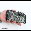 画像2: メンズ 二つ折り財布 バイカーズウォレット  イバラエイ ミドル ハーフウォレット シンプル レザーウォレット 本革 カットスティングレイ エイ 革 シルバー９２５コンチョ 革財布 皮財布 ロングウォレット 天然皮革 天然皮革 梅花皮 かいらぎ メンズ 長財布 ガルーシャ (2)