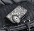 画像4: メンズ 二つ折り財布 バイカーズウォレット  イバラエイ ミドル ハーフウォレット シンプル レザーウォレット 本革 カットスティングレイ エイ 革 シルバー９２５コンチョ 革財布 皮財布 ロングウォレット 天然皮革 天然皮革 梅花皮 かいらぎ メンズ 長財布 ガルーシャ (4)