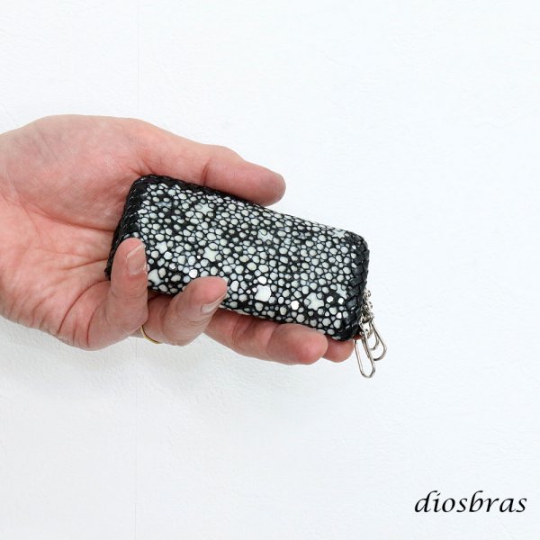 画像6: キーケース　４連　ガルーシャ　スティングレイ メンズ レディース 本革 スティングレー スター エイ革 梅花皮 かいらぎ イバラエイ ガルーシャ   スタースティングレー バイカー 牛革 ハンドメイド　コンチョ (6)