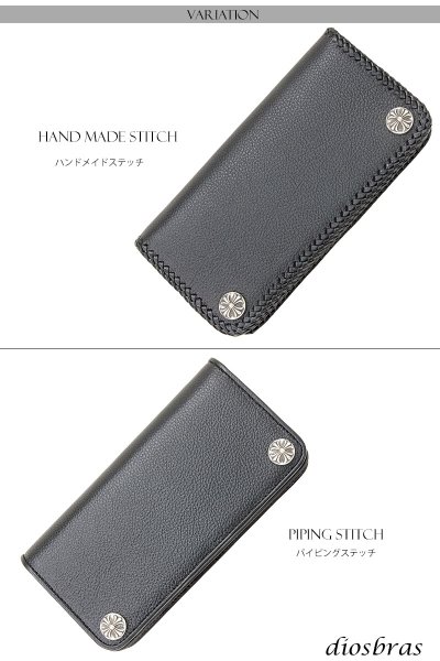 画像5: 長財布 クロス トラッカーウォレット シルバー925製 コンチョ 十字架 レザーウォレット 革財布 本革 レザー シュリンクレザー かぶせ財布 ウォレット ハンドメイド 牛革 レディース おしゃれ スリム メンズ長財布  男性 女性 メンズ財布 ファスナー カード収納 大容量 (5)