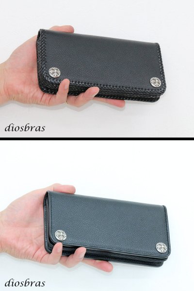 画像6: 長財布 クロス トラッカーウォレット シルバー925製 コンチョ 十字架 レザーウォレット 革財布 本革 レザー シュリンクレザー かぶせ財布 ウォレット ハンドメイド 牛革 レディース おしゃれ スリム メンズ長財布  男性 女性 メンズ財布 ファスナー カード収納 大容量 (6)