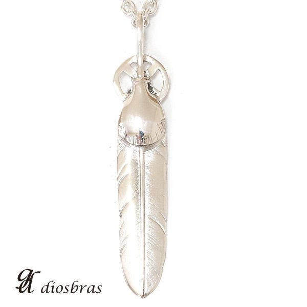 画像1: シルバー925素材 フェザー トップ ハートフェザー フェザーネックレス ハンドメイドネックレス インディアンジュエリー ネイティブ シルバー925ペンダント フェザー イーグル  パーツ ネックレス メンズ レディース 大 (1)