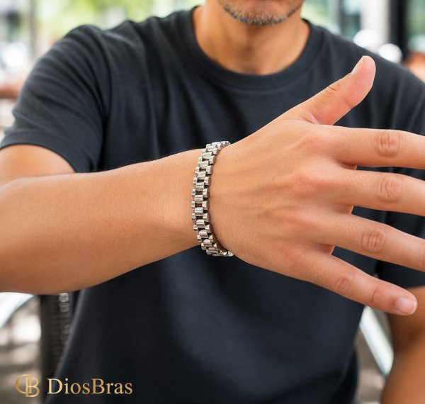 画像4: ステンレス チェーンブレスレット　ウォッチリンクブレス アンカー チェーン ブレスレット シンプル　シルバーメンズ レディース 女性 腕輪 金属アレルギー対応 (4)