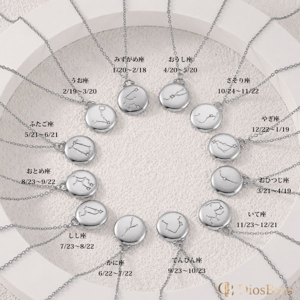 画像8: 星座 星 ペンダント ステンレス　ペンダント ゴールド　シルバー トップ  ネックレス メイン ペンダントトップ １２星座 ネックレス ステンレス チェーン 45cmセット (8)