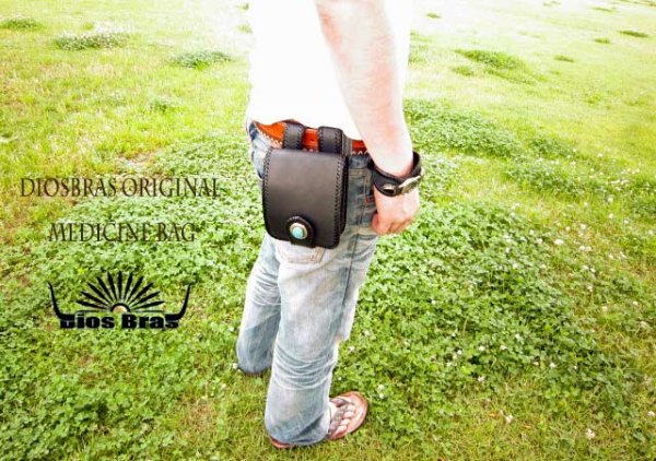 画像5: 【diosbras-ディオブラス】メディスンバッグ 本革サドルレザー  メディスンバック バイカーズ /牛革 ウェストバック シルバー925コンチョ/サイドバック【SA】 (5)