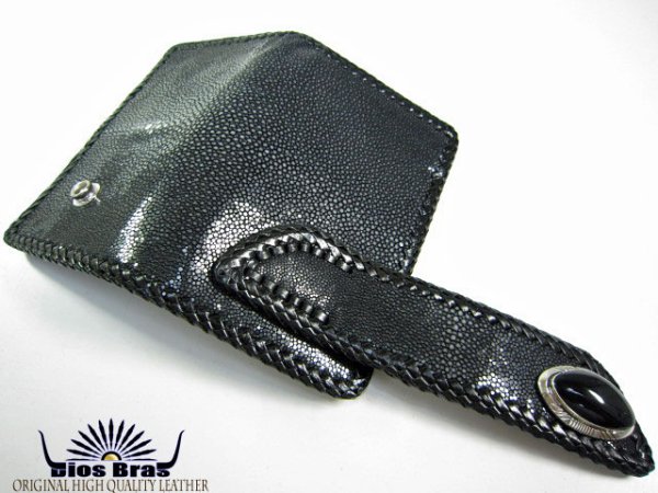 画像3: 【diosbras-ディオブラス-】スティングレイエイ革  カッティング ハーフウォレット サドルレザー バイカーズ ショートウォレット ウォレット ヌメ革 シルバー レザーウォレット コンチョ 短財布 財布【CE】 (3)