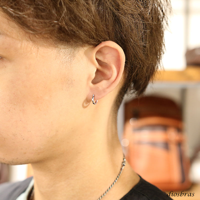 14K 14金　ピアス　フープピアス k14 WG シンプル パイプフープ リング　ホワイトゴールド ピアス 14k メンズ レディース ピアス  14金 チャーム メンズ レディース 10mm 2mm幅　片耳用